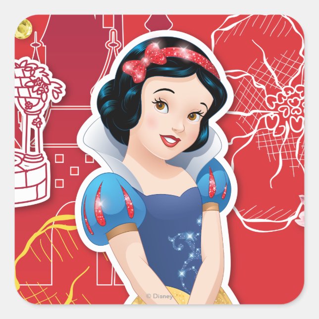 Snow White - Cheerful and Caring Square Sticker (Front)
