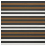Snow white, Coco brown, midnight black stipe Fabric