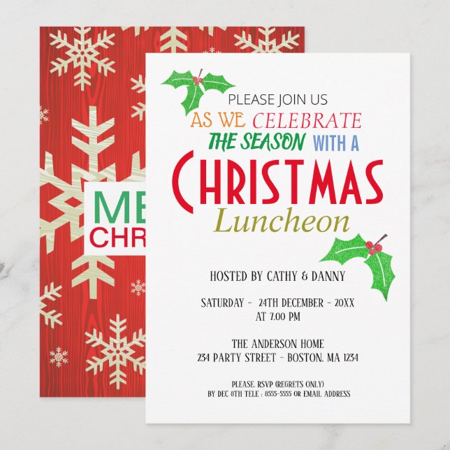 Snow White Crystal Christmas Luncheon Invitation (Front/Back)