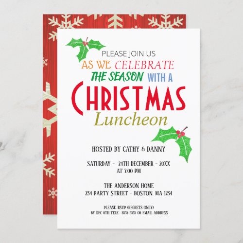 Snow White Crystal Christmas Luncheon Invitation