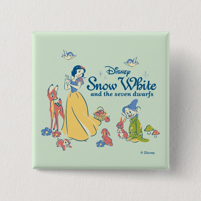 Snow White & Dopey with Friends Button (Front)