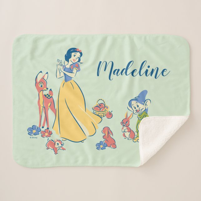 Snow White & Dopey with Friends Sherpa Blanket (Front (Horizontal))