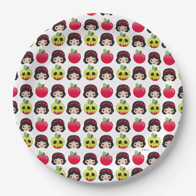 Snow White Emoji Land Pattern Paper Plates (Front)