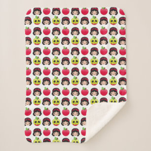 Snow White Emoji Land Pattern Sherpa Blanket