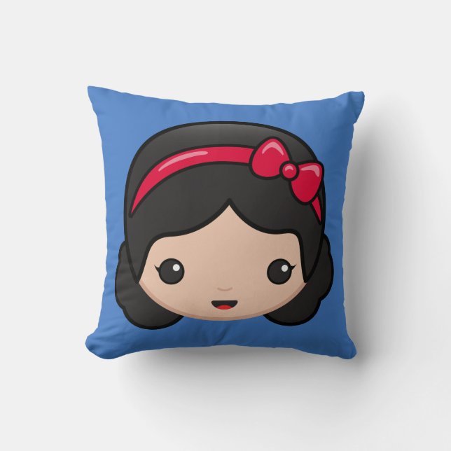 Snow White Emoji Throw Pillow (Front)