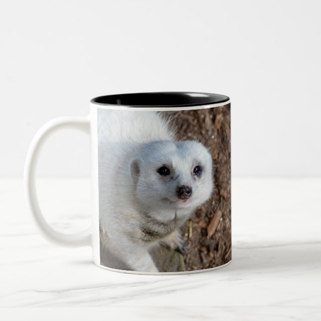 Snow White Fur Meerkat, Two-Tone Coffee Mug (Left)