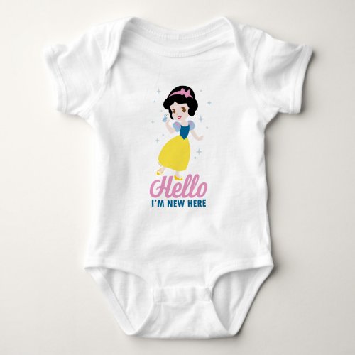 Snow White Hello Im New Here Baby Bodysuit