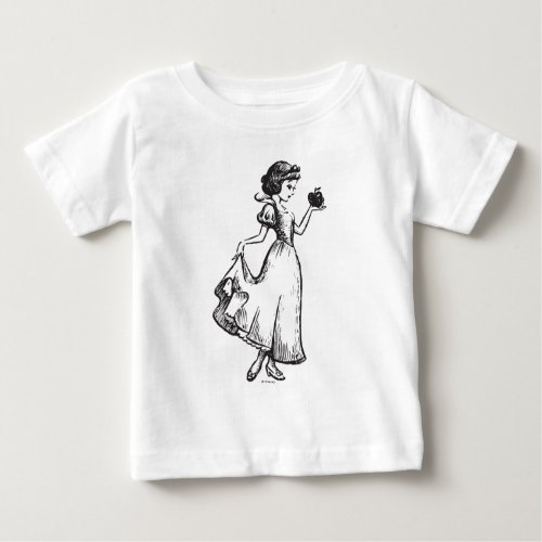 Snow White  Holding Apple _ Elegant Sketch Baby T_Shirt