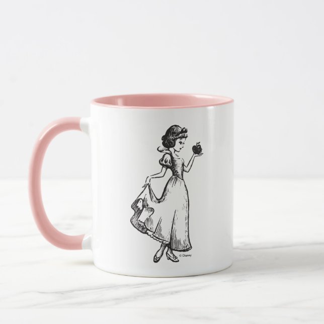 Snow White | Holding Apple - Elegant Sketch Mug (Left)