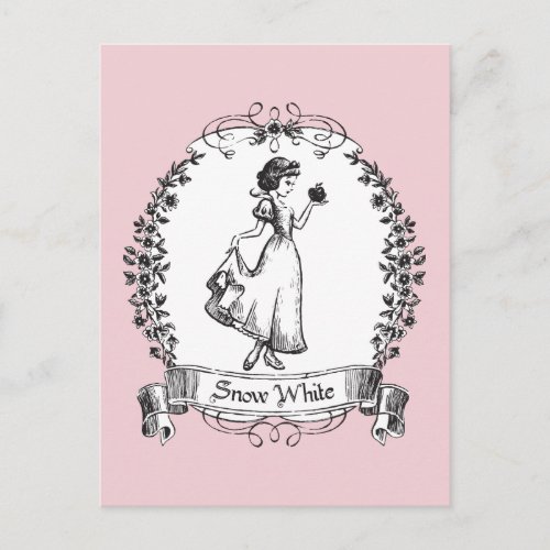 Snow White  Holding Apple _ Elegant Sketch Postcard