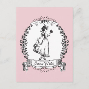Snow White   Holding Apple - Elegant Sketch Postcard