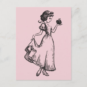 Snow White   Holding Apple - Elegant Sketch Postcard
