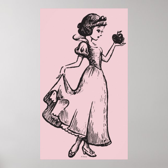 Snow White | Holding Apple - Elegant Sketch Poster (Front)