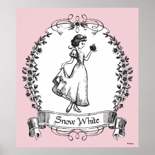 Snow White  Holding Apple _ Elegant Sketch Poster