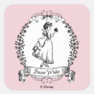 Snow White   Holding Apple - Elegant Sketch Square Sticker