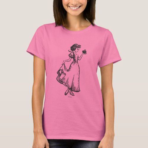 Snow White  Holding Apple _ Elegant Sketch T_Shirt