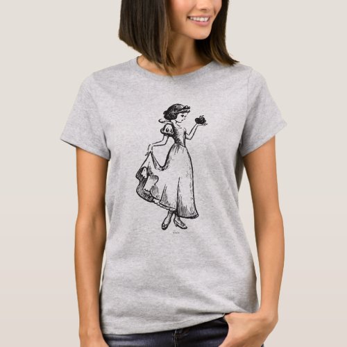 Snow White  Holding Apple _ Elegant Sketch T_Shirt