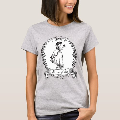 Snow White  Holding Apple _ Elegant Sketch T_Shirt