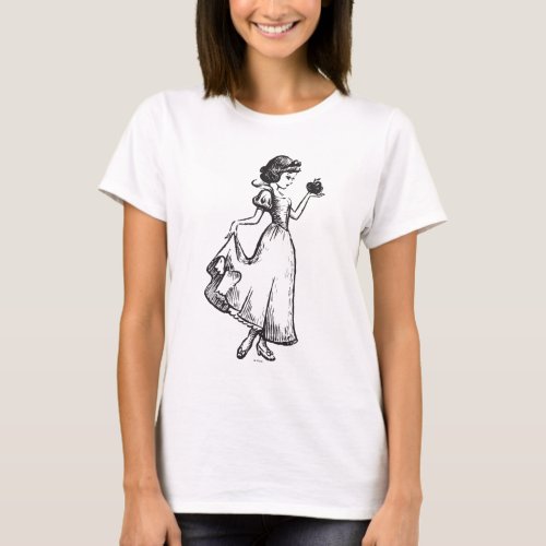 Snow White  Holding Apple _ Elegant Sketch T_Shirt