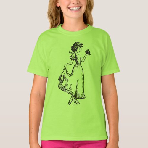 Snow White  Holding Apple _ Elegant Sketch T_Shirt