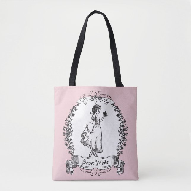 Snow White | Holding Apple - Elegant Sketch Tote Bag (Front)