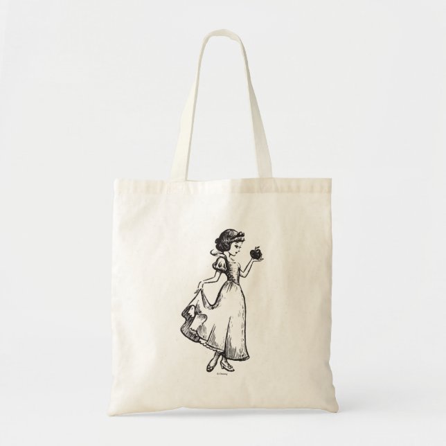 Snow White | Holding Apple - Elegant Sketch Tote Bag (Front)