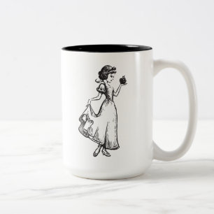 Snow White   Holding Apple - Elegant Sketch Two-Tone Coffee Mug