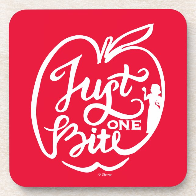 Snow White | Just One Bite - White Beverage Coaster (Front)