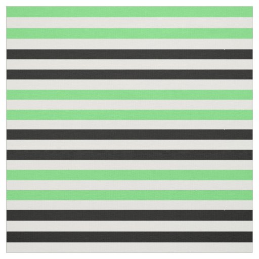 Snow white, Light green, midnight black stipe Fabric