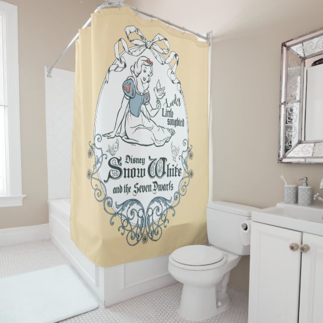 Snow White | Lovely Little Songbird Shower Curtain (In Situ)