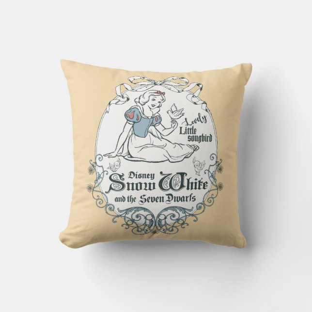 Snow White | Lovely Little Songbird Throw Pillow (Front)