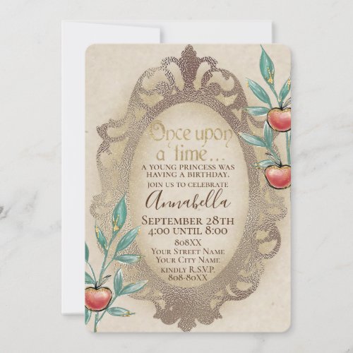 Snow White Magic Mirror and Apples Fairy Tale Invitation