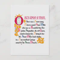 Snow White And The Seven Dwarfs Vintage Botanical Personalized Birthday Card  - Red Heart Print