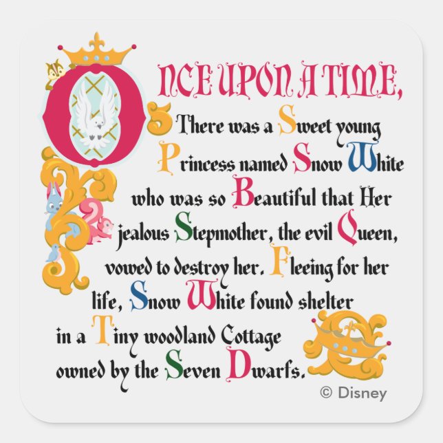 Snow White | Once Upon A Time Square Sticker (Front)