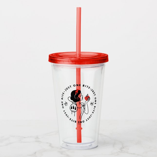 Snow White Outline Graphic "Just One Bite" Acrylic Tumbler (Front)