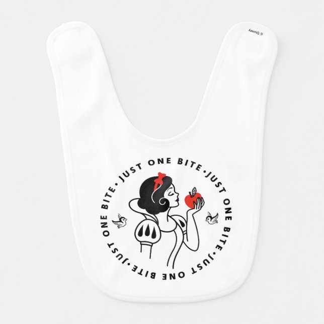 Snow White Outline Graphic "Just One Bite" Baby Bib (Front)
