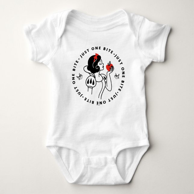 Snow White Outline Graphic "Just One Bite" Baby Bodysuit (Front)
