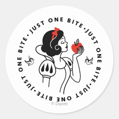 Snow White Outline Graphic Just One Bite Classic Round Sticker