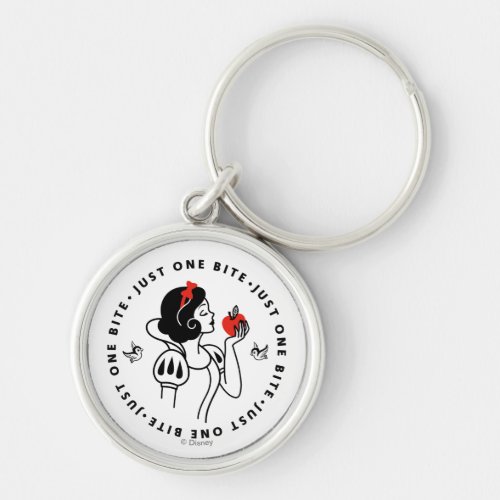 Snow White Outline Graphic Just One Bite Keychain