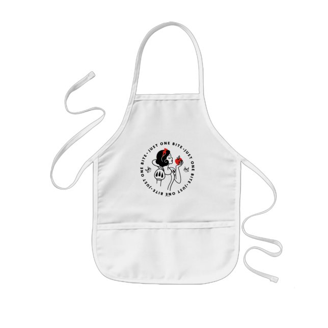 Snow White Outline Graphic "Just One Bite" Kids' Apron (Front)
