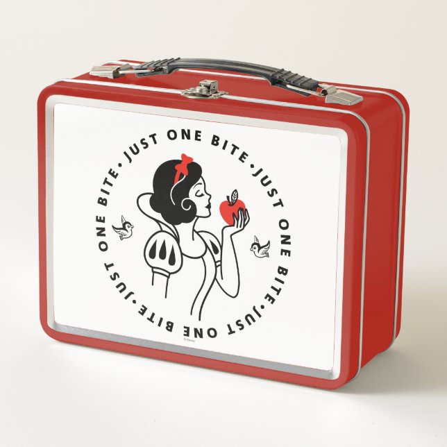 Snow White Outline Graphic "Just One Bite" Metal Lunch Box (Front)