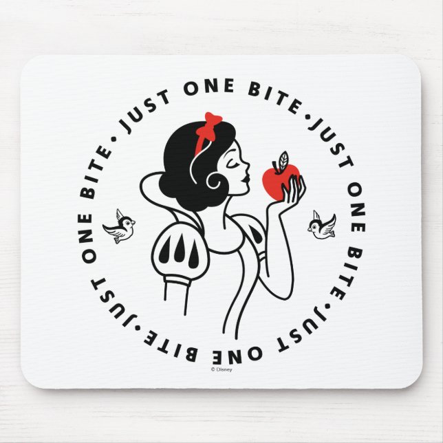 Snow White Outline Graphic "Just One Bite" Mouse Pad (Front)