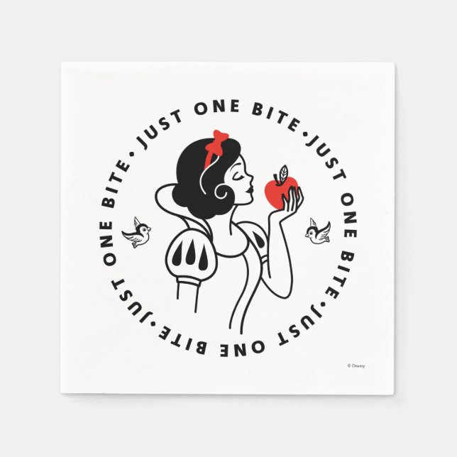 Snow White Outline Graphic "Just One Bite" Napkins (Front)