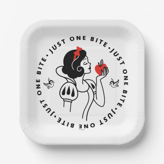 Snow White Outline Graphic "Just One Bite" Paper Plates (Front)