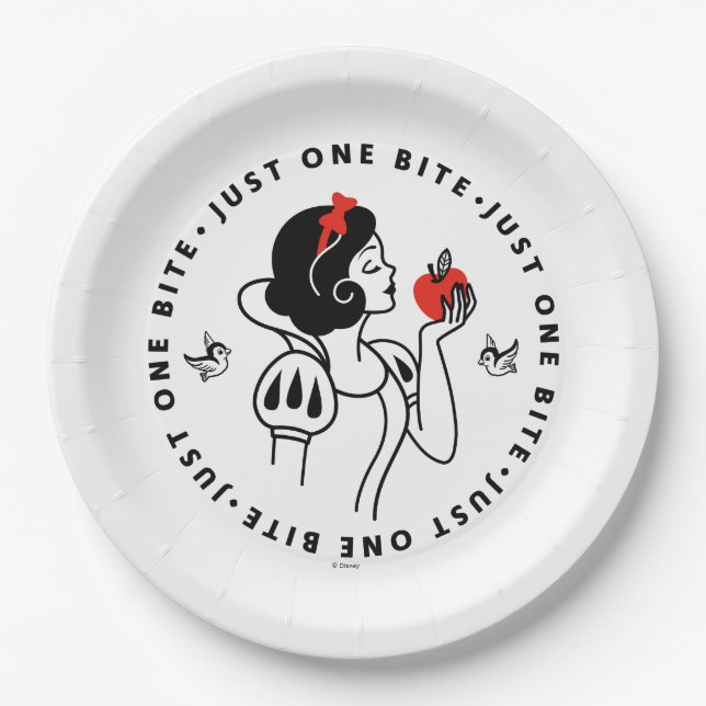 Snow White Outline Graphic "Just One Bite" Paper Plates (Front)