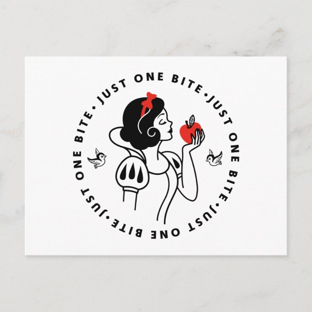 Snow White Outline Graphic "Just One Bite" Postcard (Front)