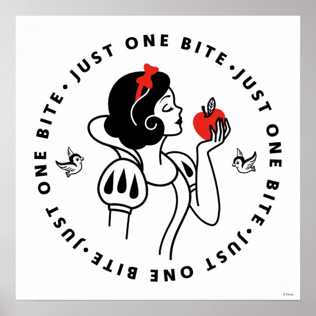 Snow White Outline Graphic "Just One Bite" Poster (Front)