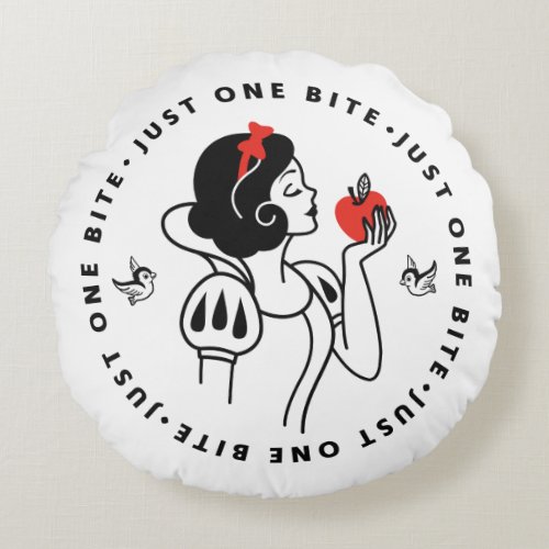 Snow White Outline Graphic Just One Bite Round Pillow