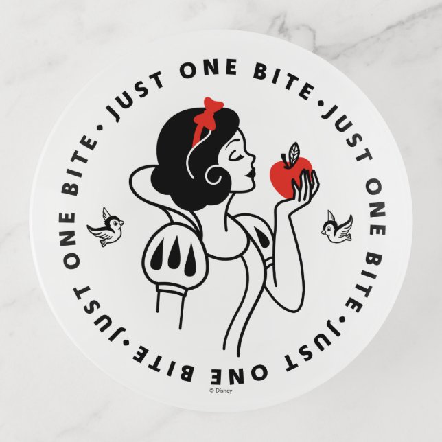 Snow White Outline Graphic "Just One Bite" Trinket Tray (Front)