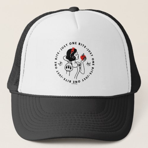 Snow White Outline Graphic Just One Bite Trucker Hat